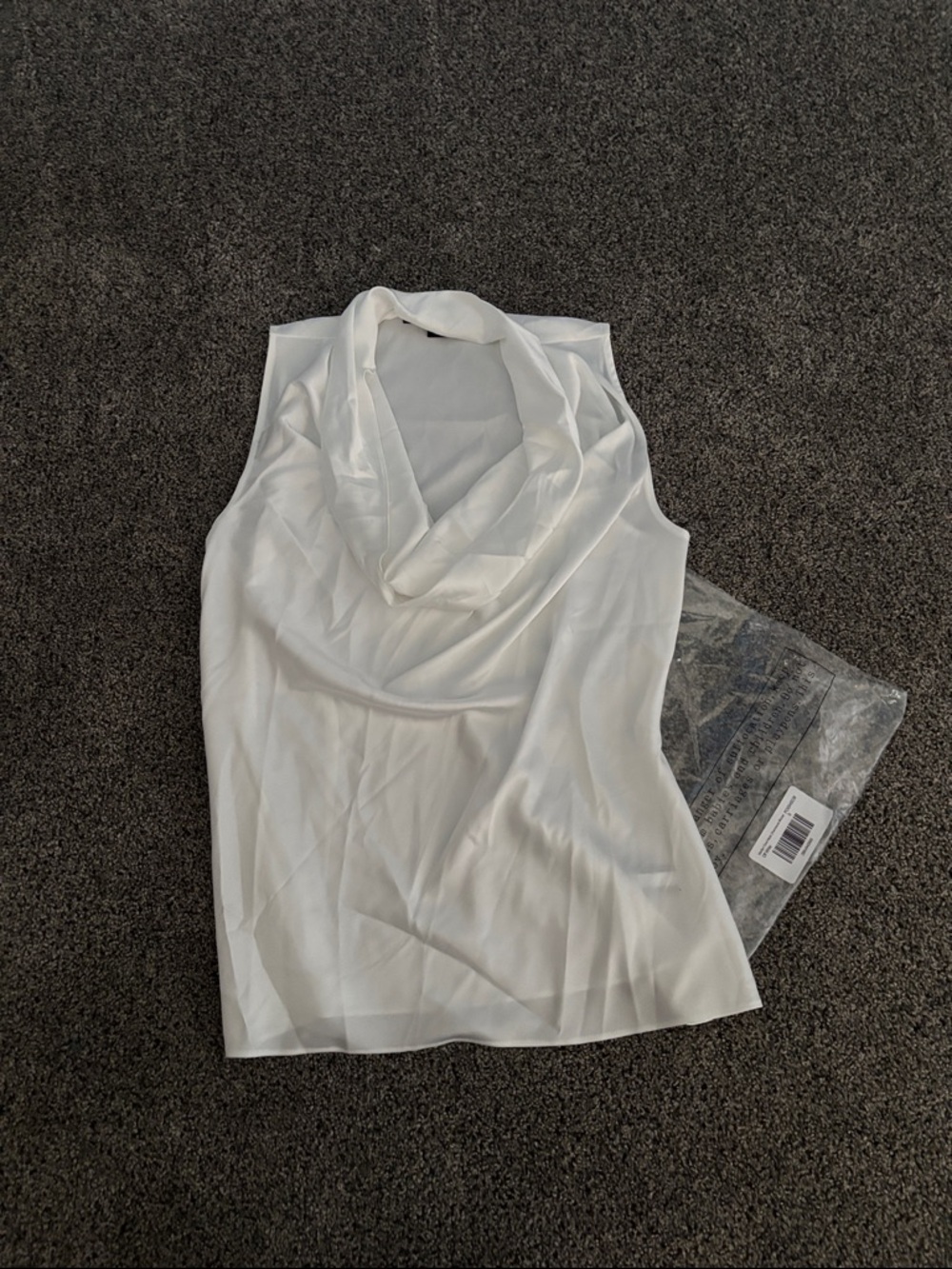 Boston Proper Off White Satin-Look Marilyn Cowl Neck Charmeuse  Blouse